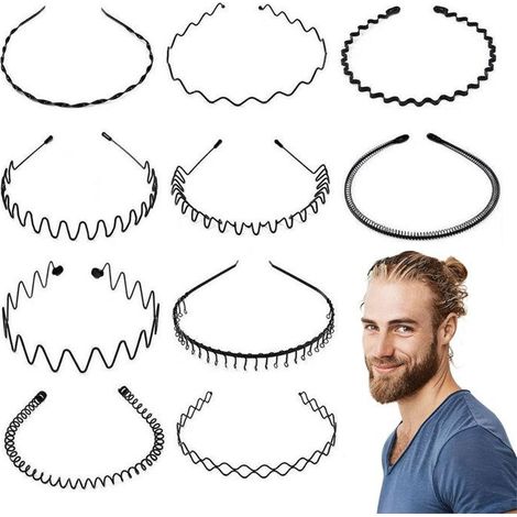 Lot de 10 serre-têtes métalliques ondulés – Confortables, résistants – Pour sport, quotidien (1/5)