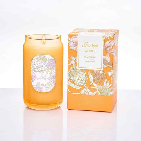 Duftkerze Orange & Goji, 300g, Soja-Wachs, 60h Brenndauer, Geschenkidee