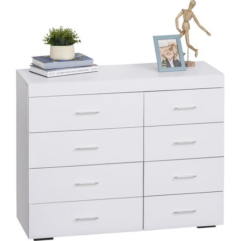 easycomfort mobile con cassetti cassettiera in legno per camera, cucina, bagno 90×35×73cm bianca (1/5)