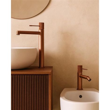 Exagonshop Coppia rubinetti lavabo alto e bidet senza scarico oro