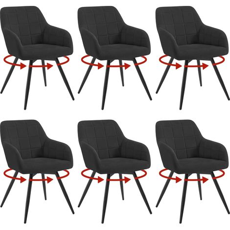 WOLTU - Sillón giratorio tapizado moderno (6 unidades), color negro (1/5)