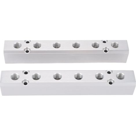 Collecteur de compresseur d'air, 2 pièces, bloc de Distribution 6 voies 8 ports, sortie NPT 1/4 pouces, alimentation 1/2 (1/5)