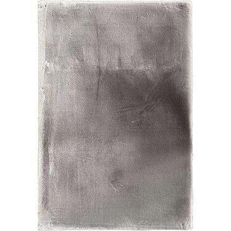 Tapis de Couloir Duveteux à Poils Longs en Fausse Fourrure Douce, Gris, 80 x 300 cm - PANGIVO (1/2)