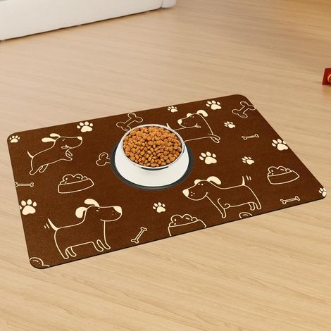 60 X 40 cm Tapis Absorbant pour Animaux de Compagnie, Caoutchouc Antidérapant Tapis Gamelle Chien, Terre de Diatomées Séchage Rapide Nourriture Chat, Facile à Nettoyer Tapis Croquettes Chat
