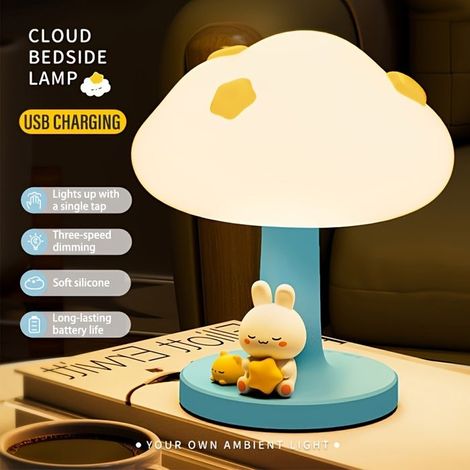 Veilleuse LED Nuage rechargeable USB, 3 niveaux d'éclairage réglables, lampe déco d'ambiance multicolore. (1/5)