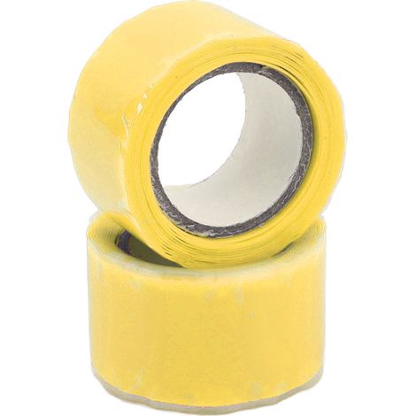 Lot de 2 rubans adhésifs isolants en silicone auto-adhésifs et étanches, pour la réparation de tuyaux d'eau (jaune). (1/5)