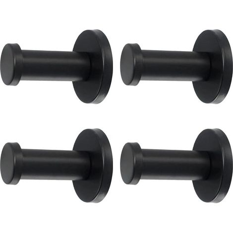 4 Pièces Crochets Muraux Ronds Noirs, Crochet Mural en Acier Inoxydable de 53 mm Suitable for Hanging Objects in Kitchen, Bathroom and Master Bedroom (1/5)