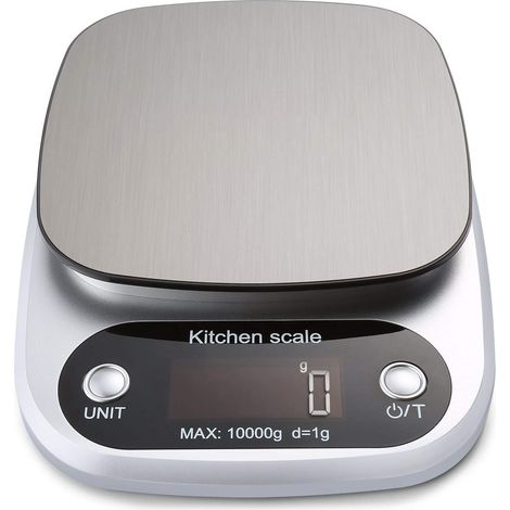 Hochpräzise 5-kg-Küchenwaage mit LCD-Anzeige, Lebensmittelwaage, Haushaltsküchengeräte, Haushaltsbackutensilien (silber, maximale Traglast: 5 kg) (1/5)