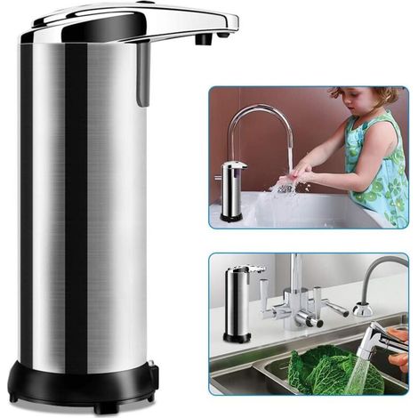 Rnemitery – Distributeur de savon automatique touchless – Capteur infrarouge – Base étanche – Capacité 230 ml – Ajustement de la dose