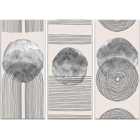 Lupia - GRANDE QUADRO Moderno 3 Pezzi 100x150 cm  Stampa su Tela LINES Geometrico Astratto  Decorazione per Soggiorno, Camera, Ufficio  Trittico Diviso in 3 Pannelli, Legno (1/4)