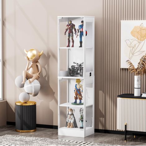 Glasvitrine 40x35x165 cm weiß MDF und Glas mit LED-Beleuchtung und Bewegungssensor (1/5)