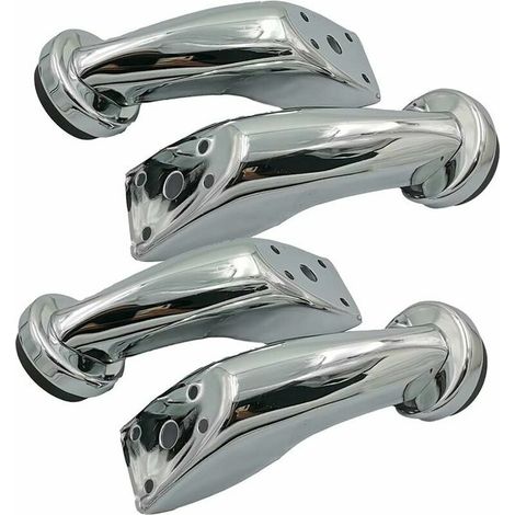 MINE Lot de 4 pieds de meubles en métal - Pieds en fer chromé - Pour canapés, chaises, tabourets, armoires, unités - Hauteur : 100 mm (1/5)