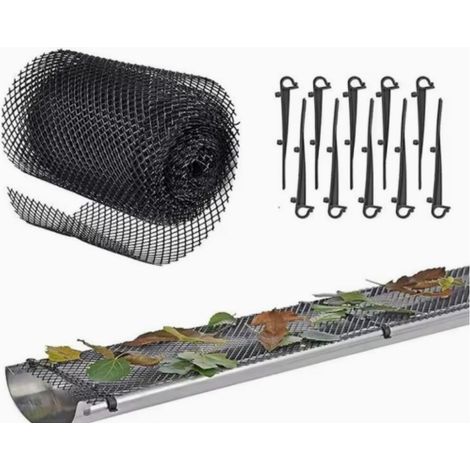 gardes de gouttière avec 10 crochets de Clip pour une installation facile. 16cm×6m. Plastique haute résistance. Lot de 1. (1/5)