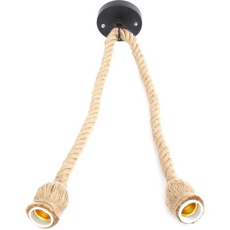 E27 Lampensockel, 1 m Hanfseilkabel, Elektrokabel, DIY-Pendelleuchte, dekorative Glühbirnenfassung (2 Fassungen) (1/5)