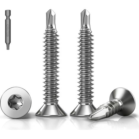 50 Pièces Torx Vis Autoforeuse Inox 410, M5.5x80mm, DIN7504 (1/5)