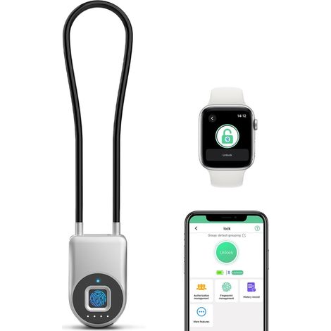 Cadenas à cordon, antivol d'empreintes digitales, cadenas pour application de téléphone portable, cadenas à bagages, serrure de meubles, casier, étanche (1/5)