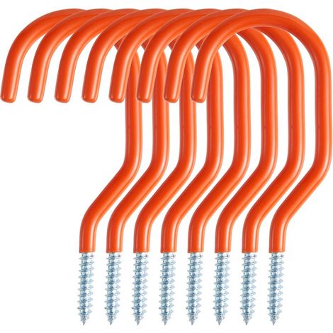 Lot de 8 crochets de garage pour vélo, outils – Crochets utilitaires, fixation murale à vis, échelle, extension et outils électriques – Orange (1/5)