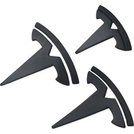 Ecleanfy - Lot de 3 autocollants logo pour volant Tesla Model 3 (noir mat) (1/5)