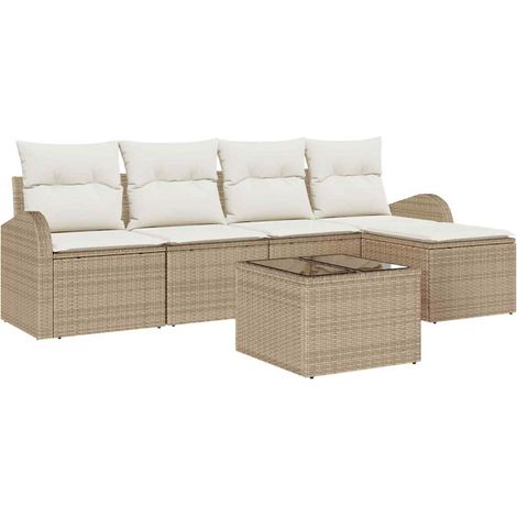 Maison Exclusive - Set di divani con cuscino 6 pcs Beige e Bianco polyrattan