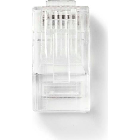 Conector RJ45  RJ45 Pass Through  UTP CAT5 trenzado  Recto  Chapado en oro  10 uds.  PVC  Transparente  Caja