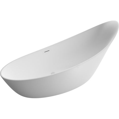 BERNSTEIN - Grande Baignoire îlot sabot ovale design acrylique pour salle de bain - Blanc brillant - 190x80x83cm - Garantie 5 ans - SOPHIE (1/5)