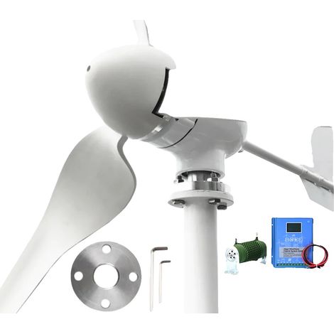 Generador de turbina eólica, potencia de salida de 4000 W, funcionamiento silencioso, con control híbrido (4000 W-c, 24 V-a). (1/2)