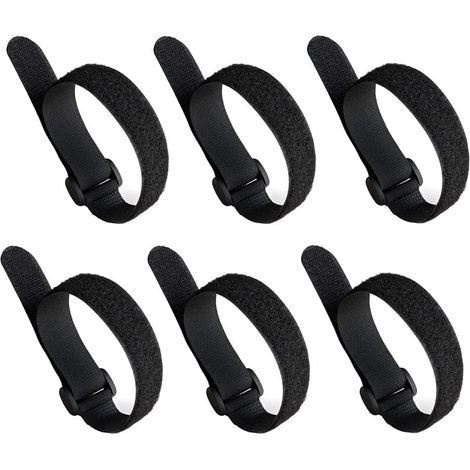 Lot de 30 attaches velcro noires de 20 cm, sangles multifonctions réutilisables, rubans de rangement pour câbles (1/5)