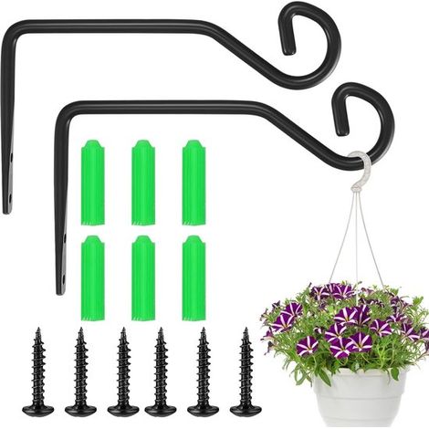 2 soportes para cestas colgantes, gancho de pared, gancho de soporte para plantas, macetas, jardín, comederos para pájaros, faroles (1/5)