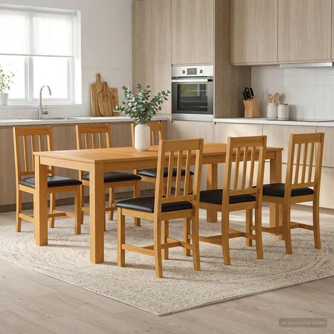 vidaXL Ensemble de salle à manger 7 pc Noir Bois de chêne massif (1/5)
