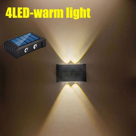 Applique murale solaire LED (lumière chaude) - Éclairage décoratif extérieur - Étanche - Éclairage par le haut et par le bas - Idéale pour les cours et les rues - Étanche (1/2)