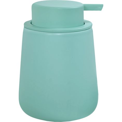 Distributeur de Savon Céramique Pompe Pratique 8,5x8,5x12,6 cm 0,3L Aqua pour Cuisine et Salle de Bain Design Élégant et Fonctionnel