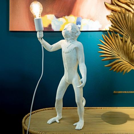 Dmora - Tischlampe Piet, Schreibtischleuchte, Büroleuchte, Arbeitslampe, 26x34 h55 cm, Weiß (1/5)