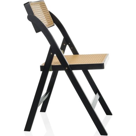 Chaise pliante / chaise de salle à manger TUDELA BAMBOO bambou / rotin brun hjh LIVING (1/2)