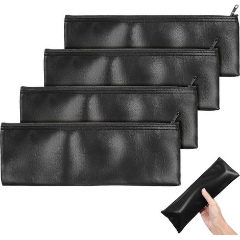 Lot de 4 étuis pour microphone, pochettes de rangement en cuir pour microphone, idéaux pour les voyages.-30.5x10.1cm-Black (1/4)