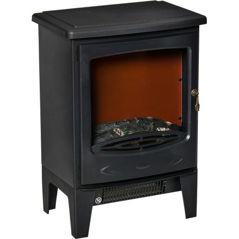 Cheminée électrique LED sur pied avec effet de flamme 900 / 1800W noir (1/5)
