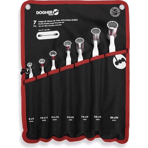Tasche mit 7 Doppelgelenk-Steckschlüsseln  DOGHER 467-001
