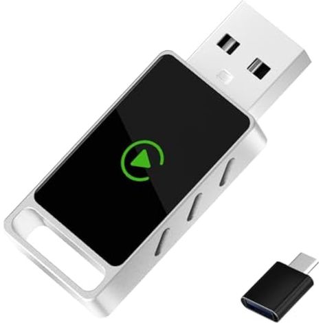 Adattatore wireless per CarPlay - Adattatore wireless Android Auto, Plug & Play, iOS 10+/Android 10+, Connessione rapida per veicoli dal 2016 in poi (oltre il 98% delle auto), USB-A/C, Nero/Argento
