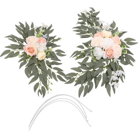 Künstlicher Hochzeitsbogen mit Blumen, Willkommensschildern und Blumengirlanden (Ref. 18256) (1/5)