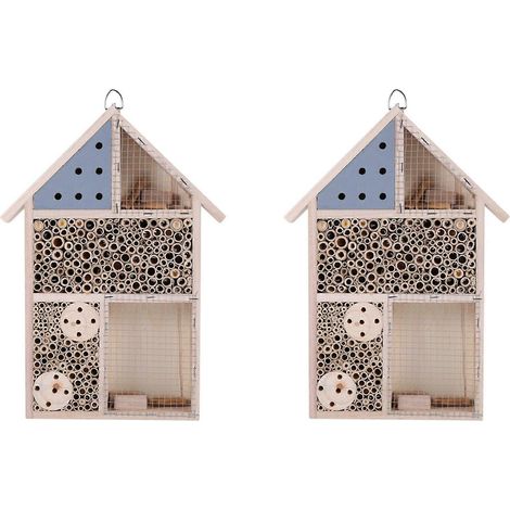 Set mit 2 Insektenhäusern aus Holz für Bienen, Insektenunterkünfte, Gartendekoration, Nistkästen (1/5)