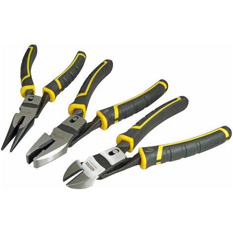 Lot de 3 pinces tout matériaux en acier carbone – Poignées bi-matériaux confort – Pince à bec long, combinée et coupante (1/4)