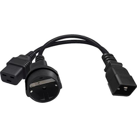 IEC C20 auf C19 + EU4,8 mm Stromkabel, C20 Stecker auf C19 + EU4,8 mm Buchse Y-Splitter