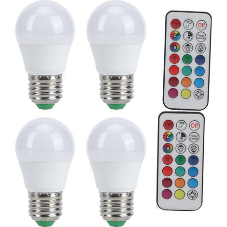 Ampoule LED RGB 45W, Changeante Colorée avec Télécommande, pour Chambre Escalier Bar 85-265V (Blanc Chaud 3000K, Douille E27) (1/5)