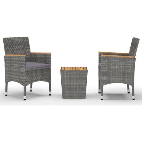 Maison Exclusive - Set da Bistrot 3 pz in Polyrattan e Legno Acacia Grigio
