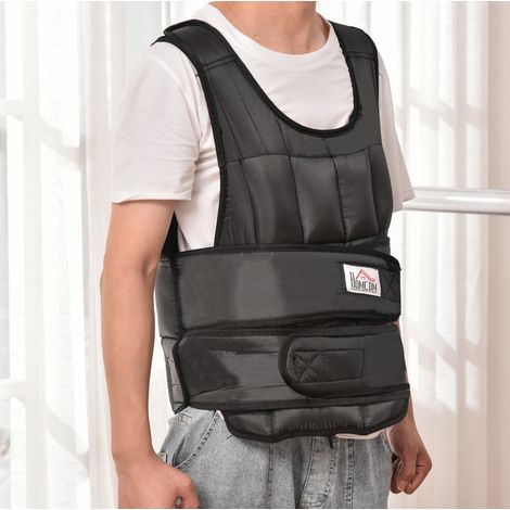 Verstellbare Gewichtsweste 60 x 50 x 17 cm aus schwarzem Oxford-Stoff, 35 Taschen – MEUBLIV (1/5)