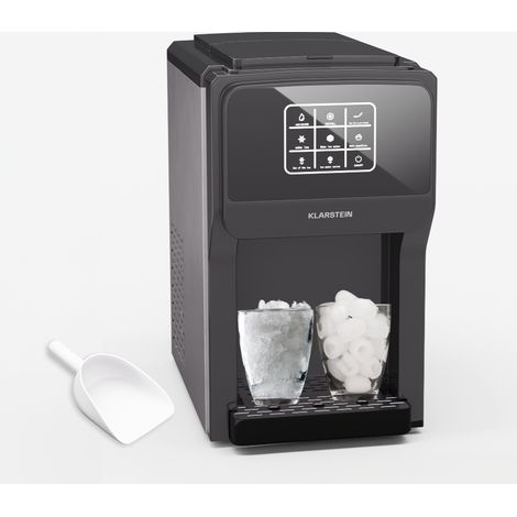 Klarstein – Machine à glaçons 20 kg/24 h – Réservoir 6 L – Acier inoxydable – Glaçons ronds, glace pilée – Distributeur d'eau – 12 glaçons en 9 min - 3-en-1