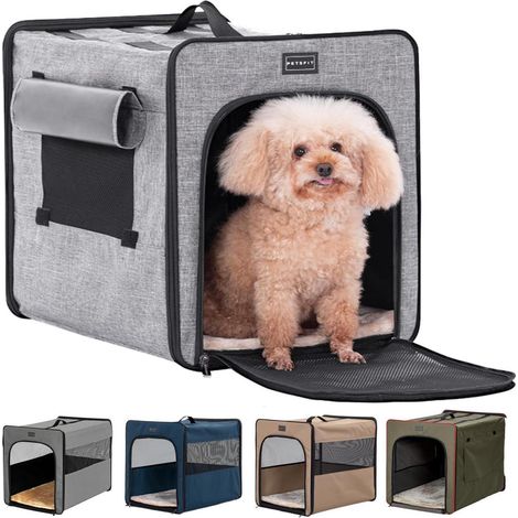 Faltbare Hundebox für Auto, kratzfest, mit Plüschkissen, Größe S (53x38x46cm) (1/5)