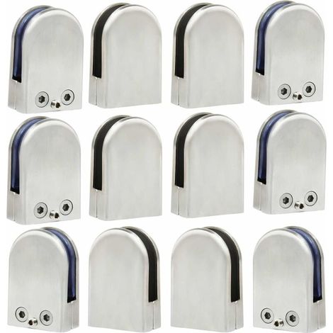 12 Stück (10–12 mm) Glasklemmen, Glashalter aus Edelstahl 304, flache Klemmen, verstellbare Handläufe, Fenstergeländer, Treppenhäuser, Badezimmer (1/5)