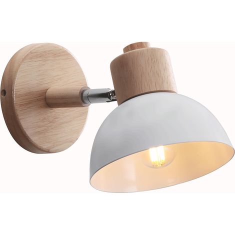Applique murale industrielle vintage rétro avec abat-jour E27 Ø15cm, luminaire intérieur pour salle à manger, escalier, chambre, cuisine, café (1 pièce, blanc)