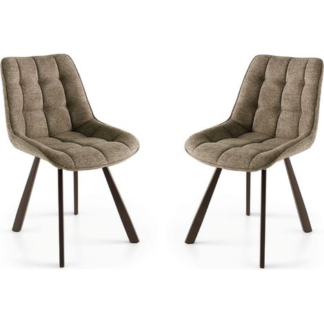 Sedia da cucina in tessuto Marrone gambe metallo FRIEDIC set 2 pz (1/4)
