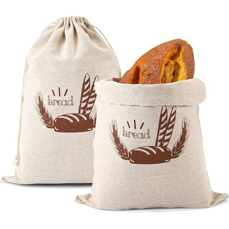 Sacs à pain en lin - Lot de 2 - 31 x 39 cm (1/5)